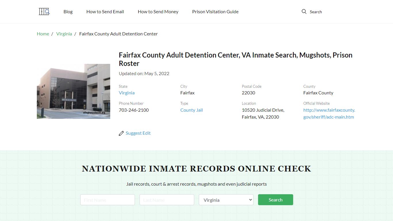 Fairfax County Adult Detention Center, VA Inmate Search ...