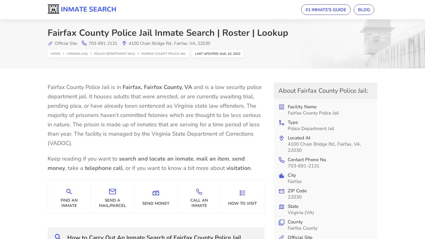 Fairfax County Police Jail Inmate Search | Roster | Lookup