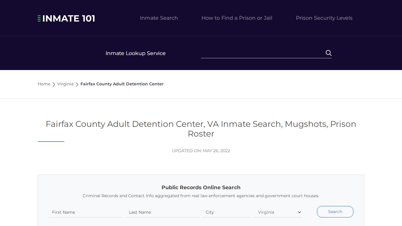 Fairfax County Adult Detention Center, VA Inmate Search ...